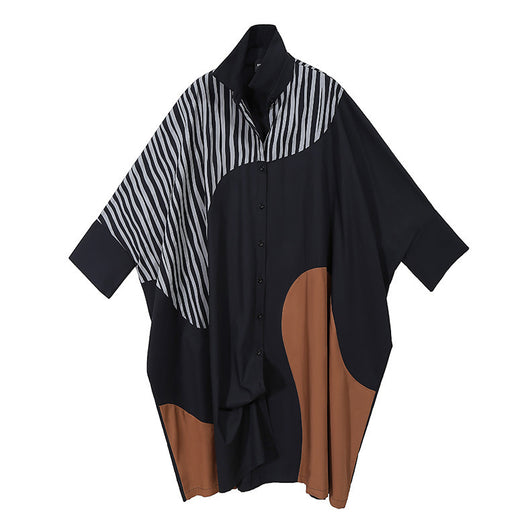 Vestido Camisero Oversized con Estampado de Rayas Irregulares - Image 4