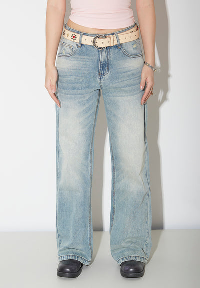 Pantalones Vaqueros de Pierna Ancha Cintura Alta para Mujer - Image 2