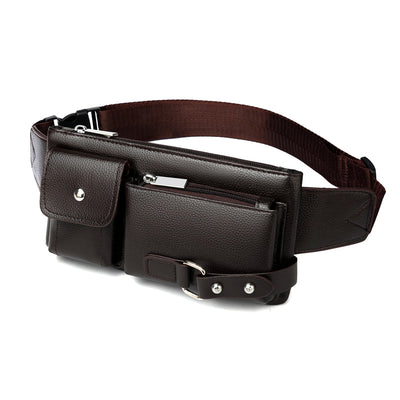 Bolsa de Cintura para Hombre de Cuero PU Color Sólido - Riñonera de Viaje - Image 10