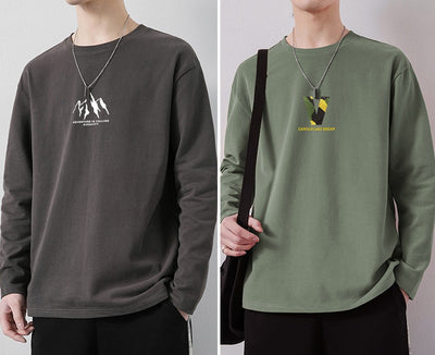 Camiseta de Algodón Manga Larga Suelta para Hombre - Image 6