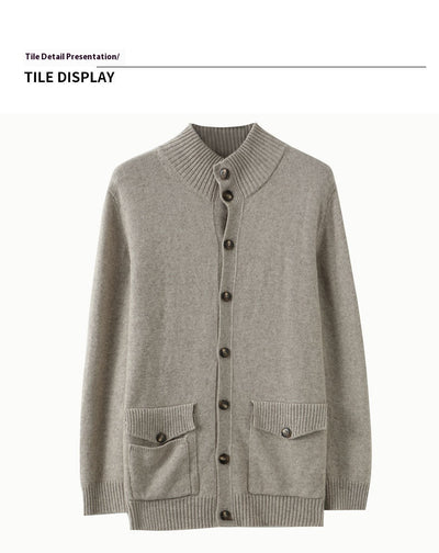 Cardigan de Cashmere Tejido Casual Manga Larga para Hombre - Image 22