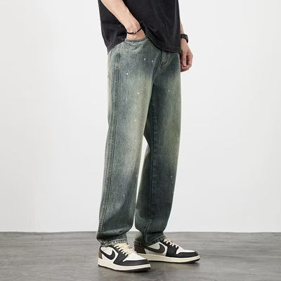 Pantalones Vaqueros Rotos Cintura Alta para Hombre Corte Recto