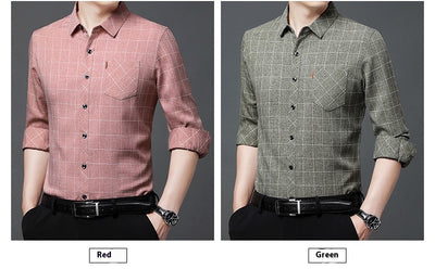 Camisa Cuadriculada de Lino para Hombre Maduro - Image 14
