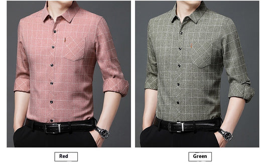 Camisa Cuadriculada de Lino para Hombre Maduro - Image 14
