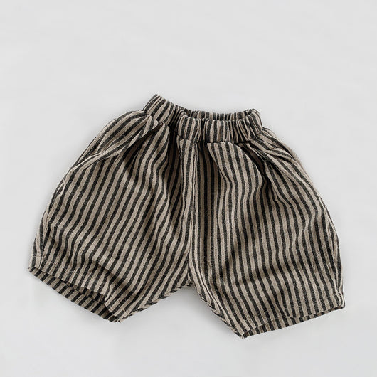 Shorts Infantiles de Algodón y Lino con Rayas Verticales para Verano
