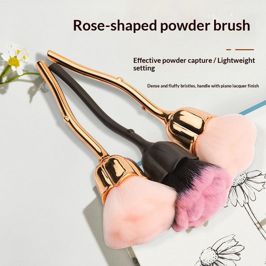 Brocha Aplicadora de Polvo Suelto Rose - Herramienta de Maquillaje Profesional