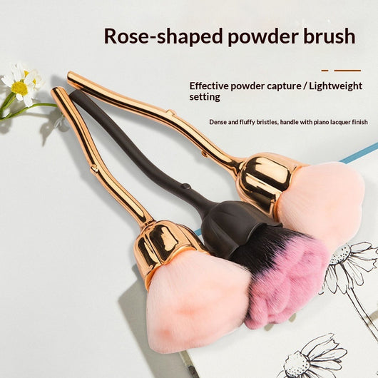 Brocha Aplicadora de Polvo Suelto Rose - Herramienta de Maquillaje Profesional