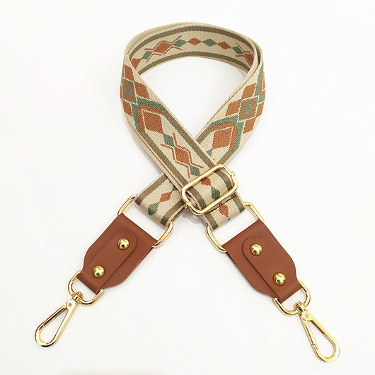Correa Ajustable para Bolso Mensajero con Tejido Jacquard y Detalles en Cuero - Image 14