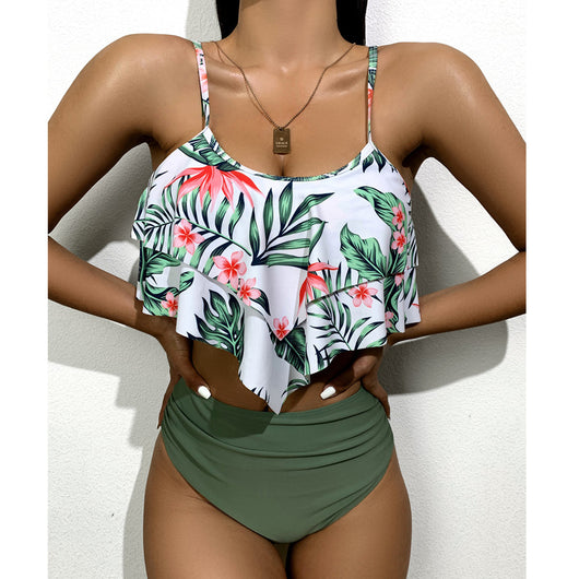 Bikini Estampado Multicolor de Cintura Alta y Efecto Reductor - Image 2