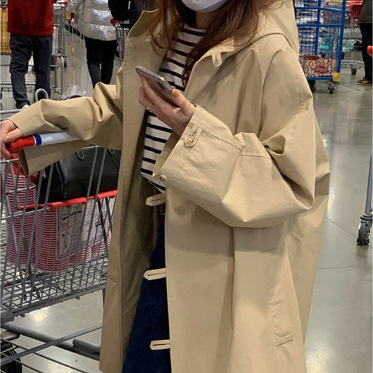 Abrigo Trench Gabardina con Capucha Largo Mujer - Estilo Femenino