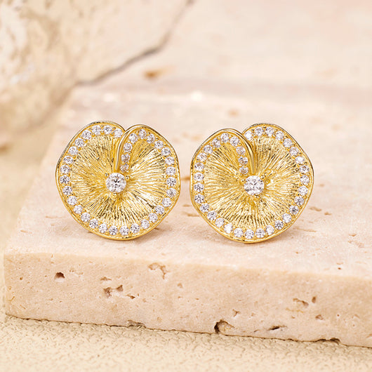 Aretes de Plata 925 con Diseño de Hoja de Loto Texturizada - Image 8