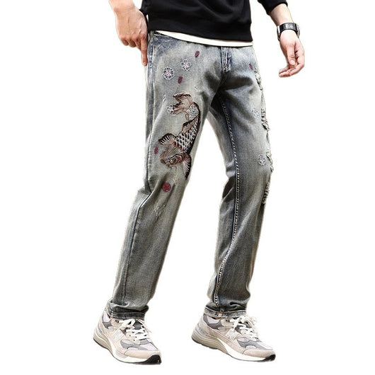 Jeans Rectos Stretch con Bordados para Hombre - Image 5
