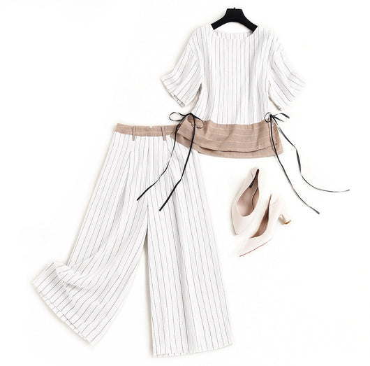 Conjunto Casual de Rayas: Playera y Pantalón Ancho Elegante - Image 3