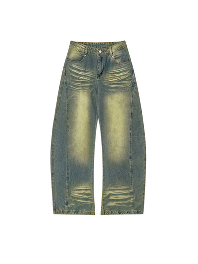 Pantalones Denim Harlan Patchwork Azul y Amarillo Desteñido - Image 4