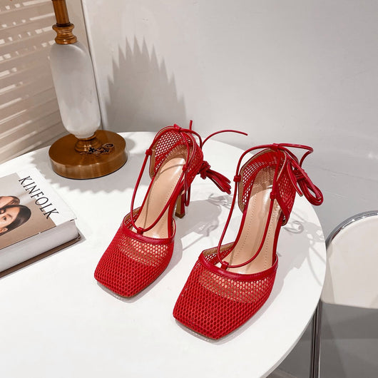Tacones Altos Cuadrados con Cordones para Mujer - Image 7
