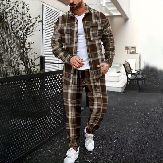 Camisa Casual de Manga Larga con Bolsillos Estampada para Hombre - Image 16