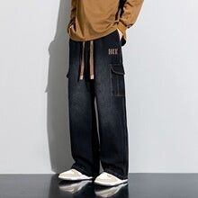 Pantalones Jeans Rectos Anchos con Degradado y Lavado Artesanal para Hombre - Image 15