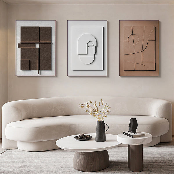 Cuadro Geométrico Abstracto Morandi en 3D - Arte Minimalista Silencioso