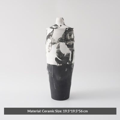 Florero de Cerámica Pintado a Mano Estilo Wabi-sabi Negro - Image 11