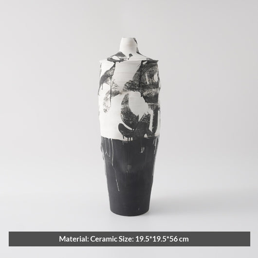 Florero de Cerámica Pintado a Mano Estilo Wabi-sabi Negro - Image 11