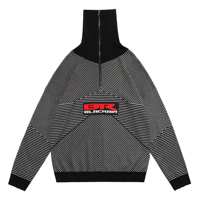 Suéter Retro de Cuello Alto con Cremallera Media y Rayas para Hombre y Mujer - Image 11