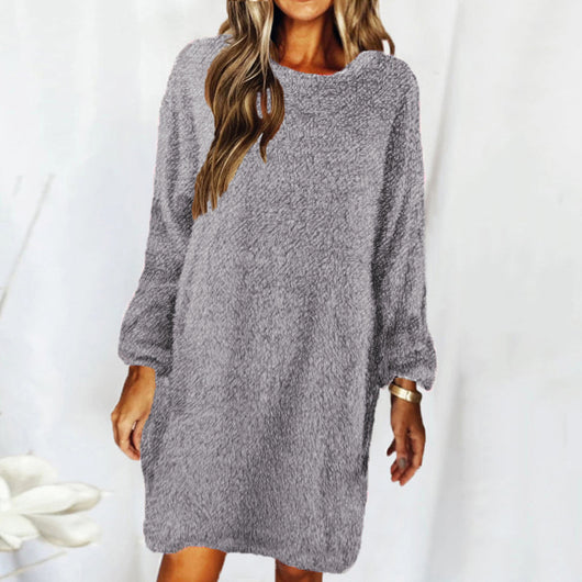 Vestido Suéter Largo Holgado en Felpa - Image 12