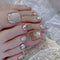 Uñas de Pie Brillantes con Diamantes Completos Champagne