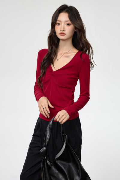 Blusa Elegante Escote Profundo con Nudo y Manga Larga - Image 30