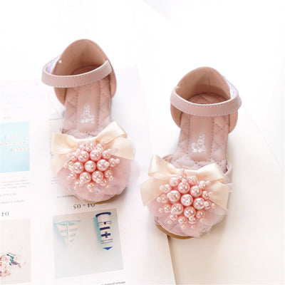 Sandalias Infantiles de Princesa con Punta Abierta, Flores de Perla y Suela Suave - Image 8