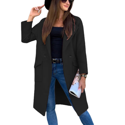 Abrigo de Lana con Cuello de Traje y Bolsillos Botón para Otoño e Invierno - Image 15