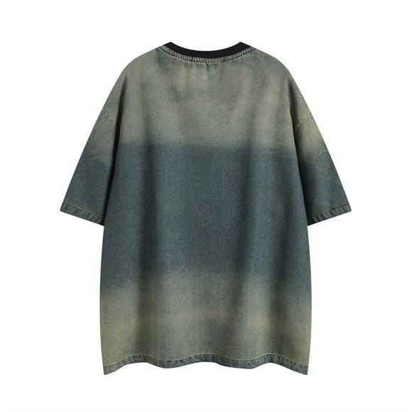 Playera Tie-dye Degradado en Denim para Hombre
