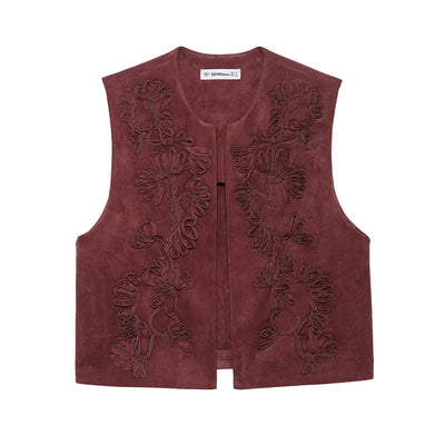 Chaleco de Gamuza con Bordados - Estilo Europeo y Americano para Mujer - Image 10