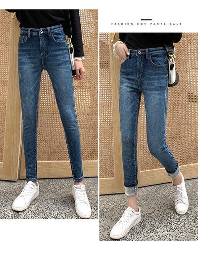 Pantalones Skinny Retro Azul con Pies de Polar - Image 6