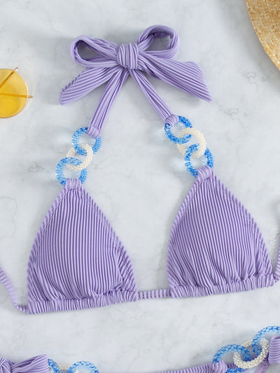 Bikini Halter con Amarre Lateral - Diseño Sólido para Playa - Image 5