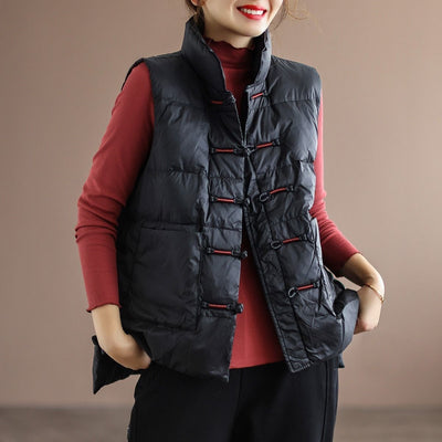 Chaleco Acolchado de Plumas de Pato Blanco Estilo Étnico para Mujer - Image 11