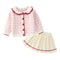 Conjunto de Cardigan y Falda Escocesa de Algodón para Niña 1-3 Años