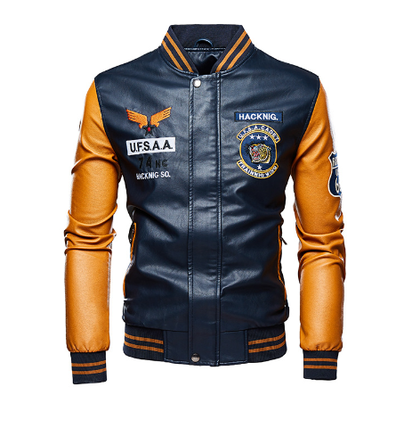Chaqueta de Cuero Cropped con Forro Polar para Hombre - Estilo Béisbol - Image 18
