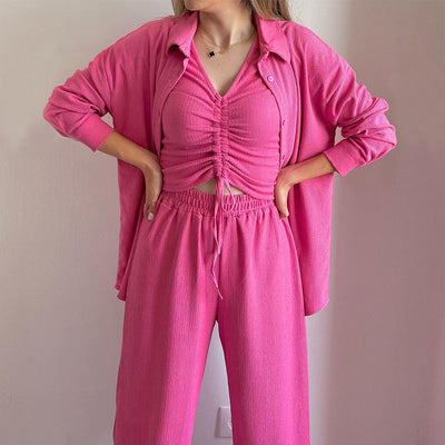 Conjunto Casual Versátil: Camisa Larga y Playera Corta con Cordón Ajustable - Image 13