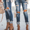 High-Waisted Skinny Jeans with Rips and Shaping Effect