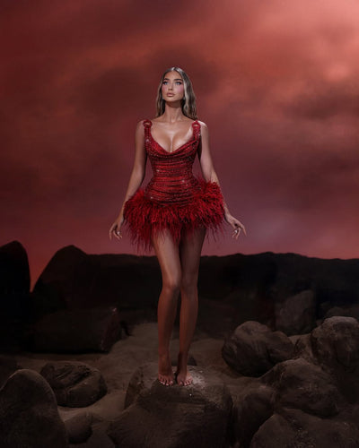 Vestido Mini Lujo con Lentejuelas Rojo Brillante - Perfecto para Celebraciones - Image 8