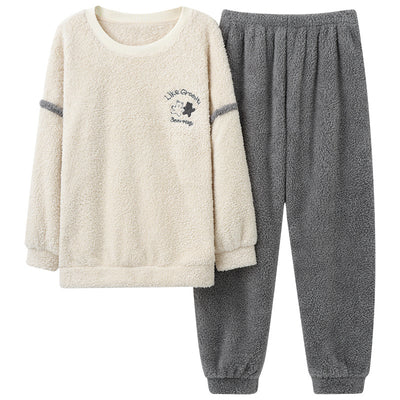 Pijama Térmico de Terciopelo Coral para Hombre - Cuello Redondo Franela Invierno - Image 8