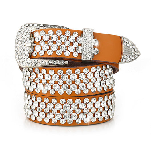 Cinturón de Cuero para Mujer con Incrustaciones de Cristales Brillantes - Image 6