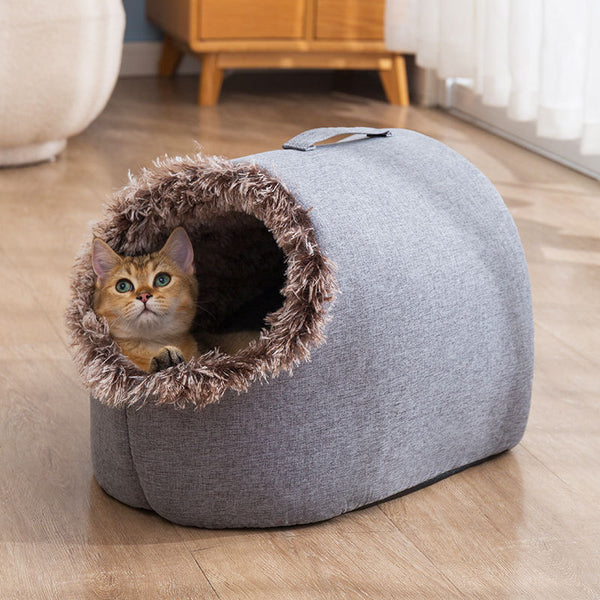 Nido Térmico para Gatos con Forro Polar - Saco de Dormir Cerrado Otoño e Invierno