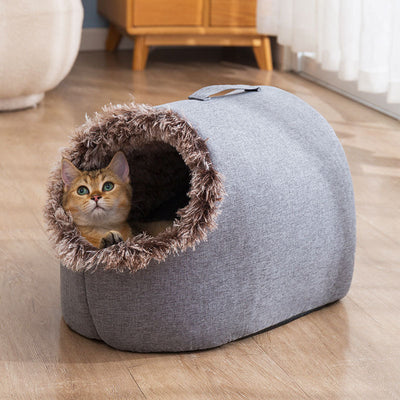 Nido Térmico para Gatos con Forro Polar - Saco de Dormir Cerrado Otoño e Invierno