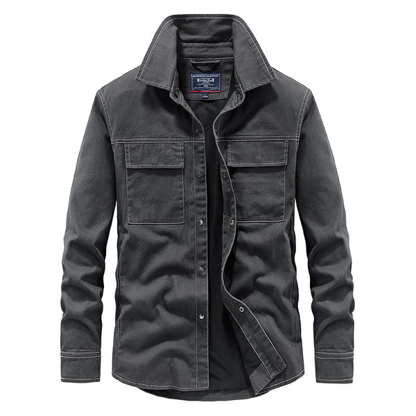 Camisa Denim Manga Larga Lavada para Hombre con Forro