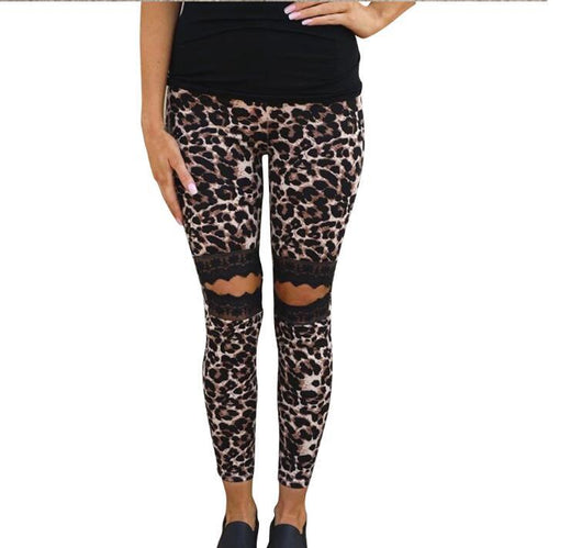 Pantalones Slim Mujer con Encaje Hueco y Estampado Leopardo - Image 10