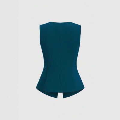 Chaleco Elegante Sin Mangas Cuello Redondo Ajustado a la Cintura - Image 2