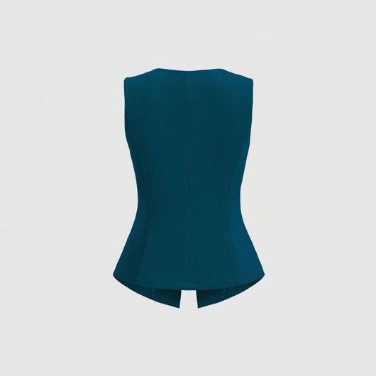 Chaleco Elegante Sin Mangas Cuello Redondo Ajustado a la Cintura - Image 2