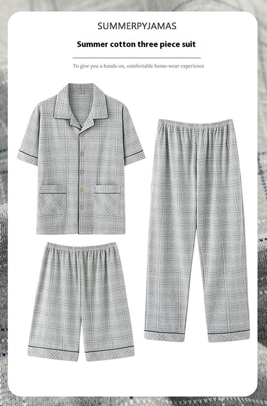 Pijama de Tres Piezas Manga Corta para Hombre - Image 21