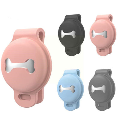 Pink silicone protective cover for a locator tracker, featuring a bone-shaped cutout and an attachment loop. - Image 10